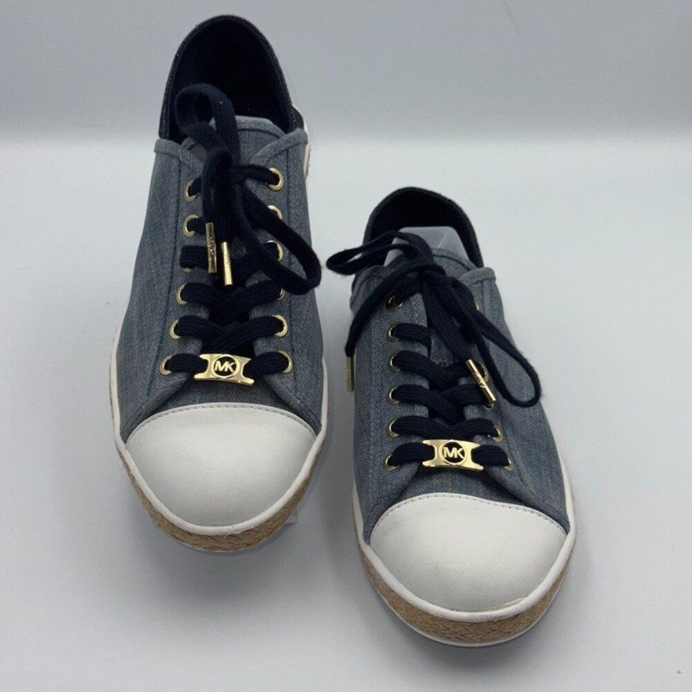 Michael Kors Kristy Slide Washed Denim Lace-Up Sneakers Womens 8.5 Pristine - Picture 3 of 12